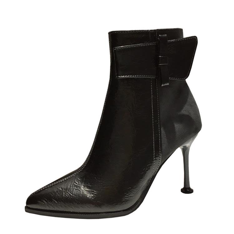 短靴 8086-7（此款售完不補貨）彈力單靴時裝漆皮馬丁靴細跟女靴-細節圖8