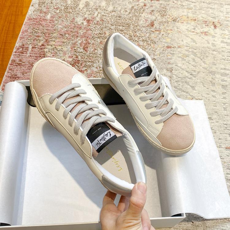 厚底鞋 星星臟臟鞋女2023年春季新款增高系帶小白鞋休閒百搭小眾板鞋-細節圖2