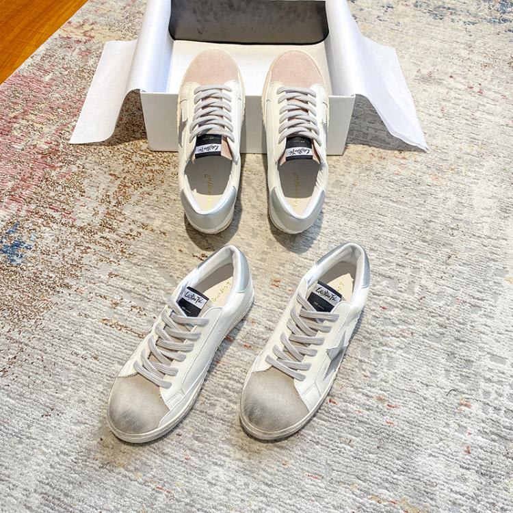 厚底鞋 星星臟臟鞋女2023年春季新款增高系帶小白鞋休閒百搭小眾板鞋-細節圖3