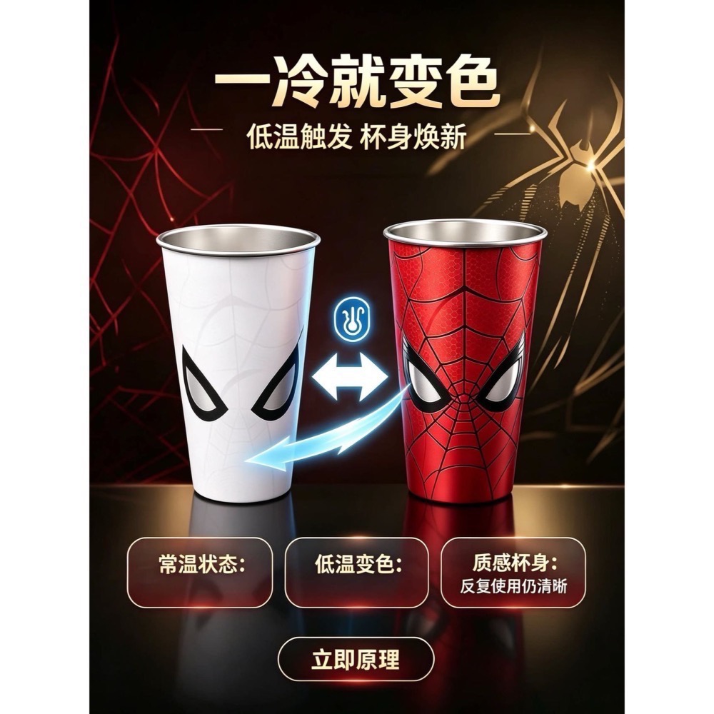 編號 417A 蜘蛛侠渐变冷变杯304不锈钢  約 16 × 9 × 9 cm 超商最多24個-細節圖3