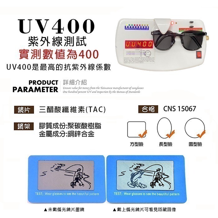 【7-ELEVEN門市團購】折疊墨鏡 韓國明星款偏光墨鏡 大框時尚墨鏡 黑灰色 男女適用 防眩光 抗UV400-細節圖8