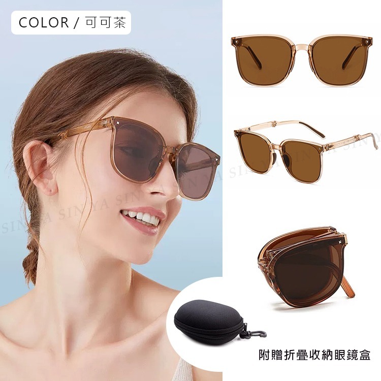 時尚折疊墨鏡 韓國明星款偏光墨鏡 大框時尚墨鏡 黑灰色 男女適用 防眩光 抗UV400-規格圖11