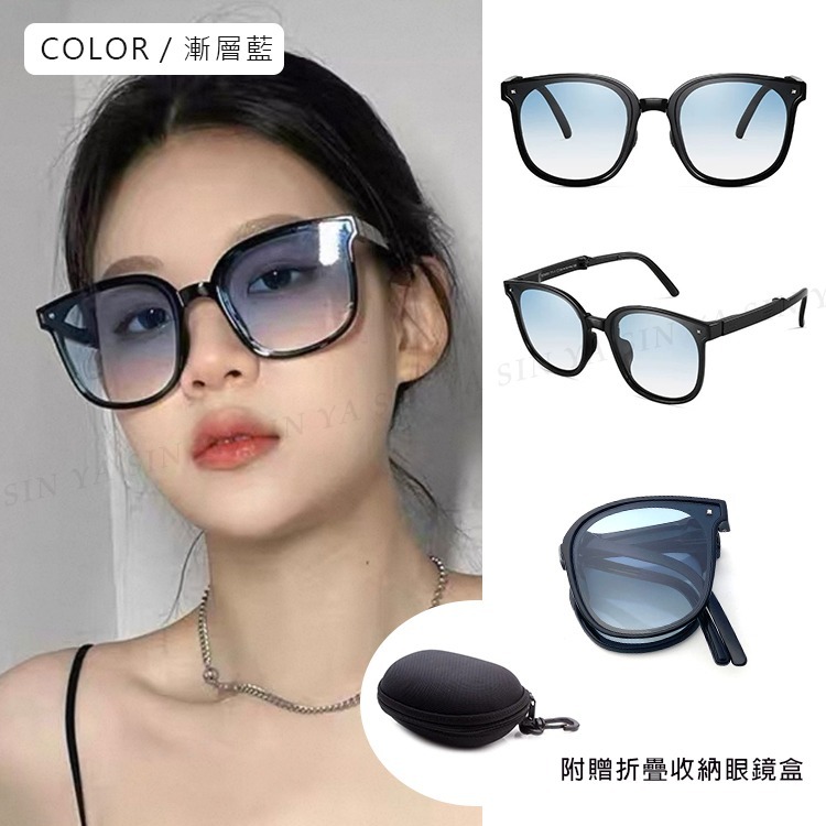 時尚折疊墨鏡 韓國明星款偏光墨鏡 大框時尚墨鏡 黑灰色 男女適用 防眩光 抗UV400-規格圖11