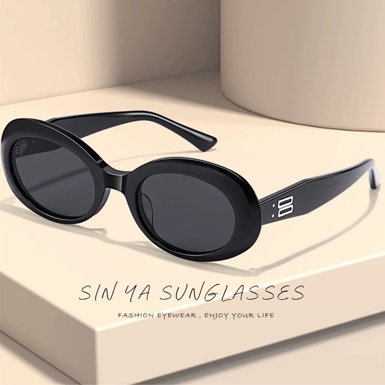 韓版橢圓墨鏡 ins韓妞必備款 高質感歐美潮流墨鏡 網紅抖音款 誰戴誰好看 太陽眼鏡 輕量設計 抗UV400 N306-細節圖2