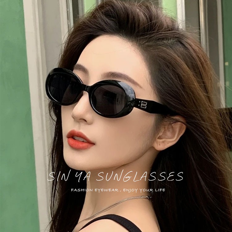 韓版橢圓墨鏡 ins韓妞必備款 高質感歐美潮流墨鏡 網紅抖音款 誰戴誰好看 太陽眼鏡 輕量設計 抗UV400 N306-細節圖3