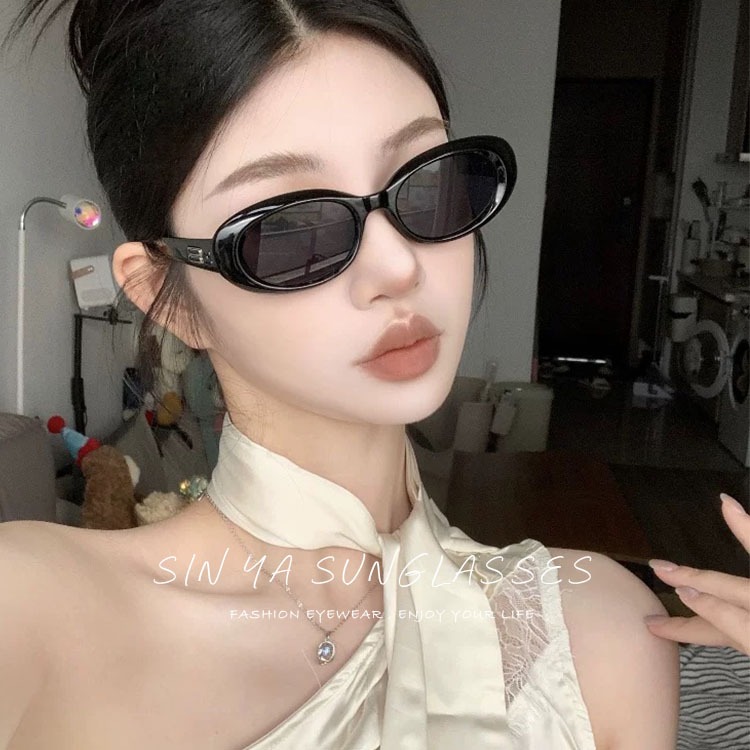 韓版橢圓墨鏡 ins韓妞必備款 高質感歐美潮流墨鏡 網紅抖音款 誰戴誰好看 太陽眼鏡 輕量設計 抗UV400 N306-細節圖7