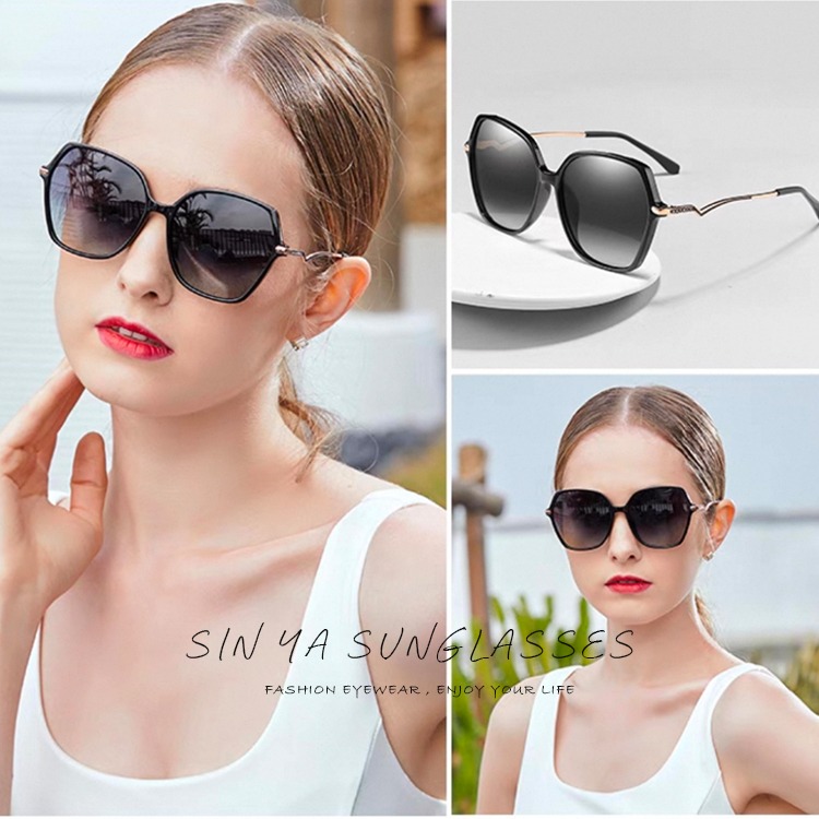 淑女偏光墨鏡 Polarized 名媛款大框顯小臉 時尚精緻鑲鑽造型 抗紫外線UV400-細節圖3