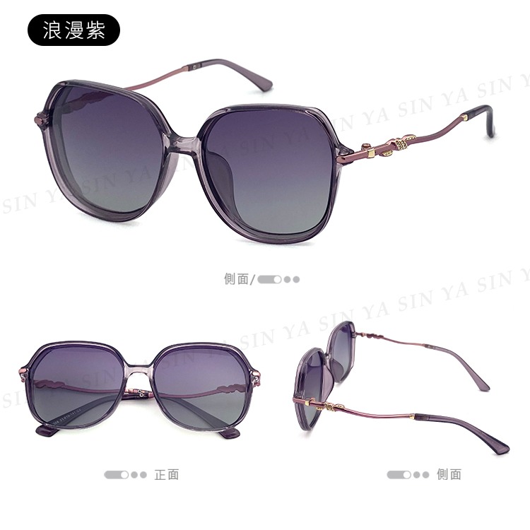 淑女偏光墨鏡 Polarized 名媛款大框顯小臉 時尚奢華質感鑲鑽造型 抗紫外線UV400 N356-規格圖11