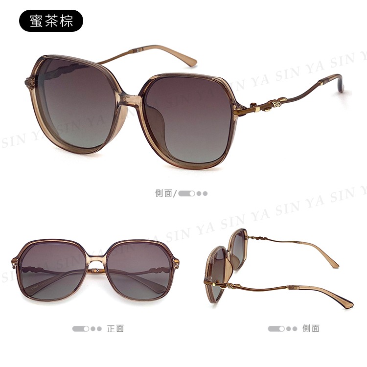 淑女偏光墨鏡 Polarized 名媛款大框顯小臉 時尚奢華質感鑲鑽造型 抗紫外線UV400 N356-規格圖11