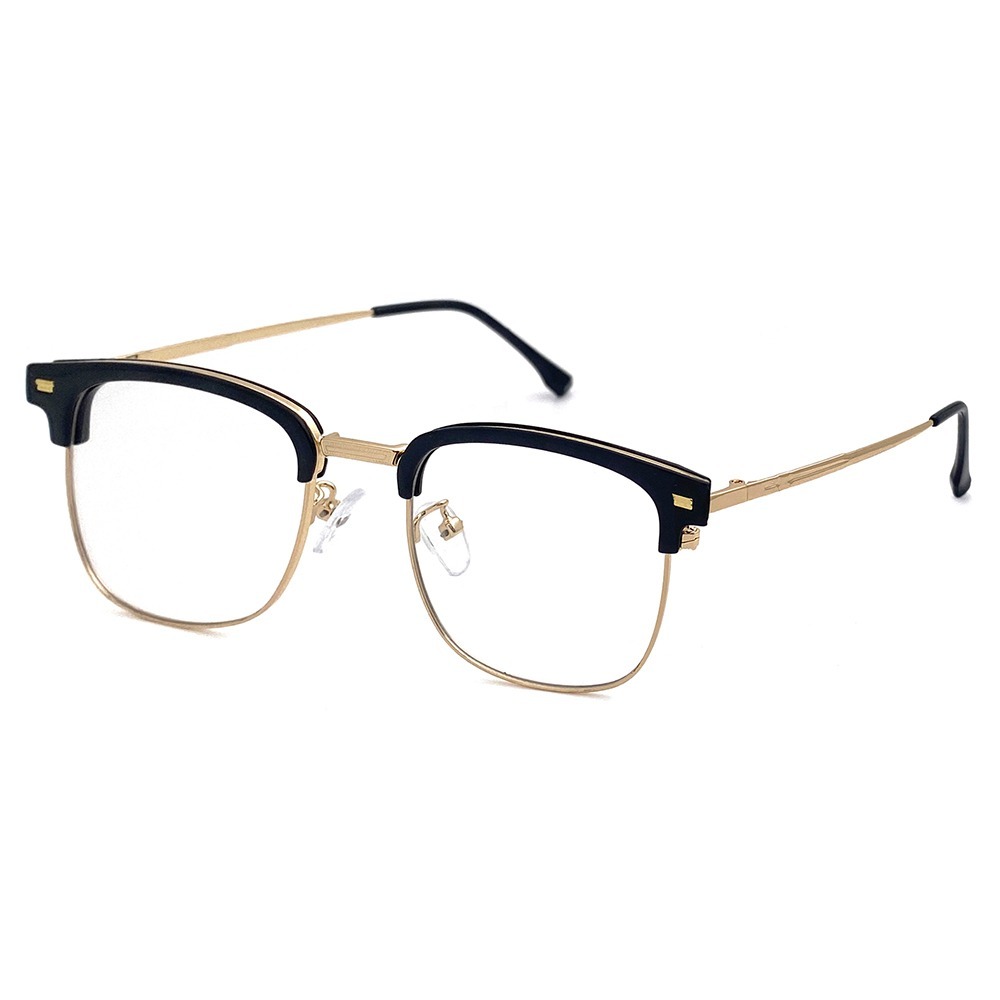 濾藍光眼鏡 韓系文青風 眉架框 半框眼鏡 超輕量僅21g 抗紫外線 無度數 防3c眼鏡 保護眼睛 N832-規格圖11