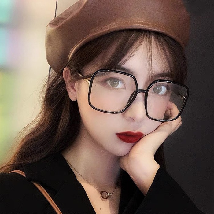 時尚濾藍光眼鏡 平光眼鏡 網紅款 大框眼鏡 男女適用 可配度數鏡框 N89582-細節圖3