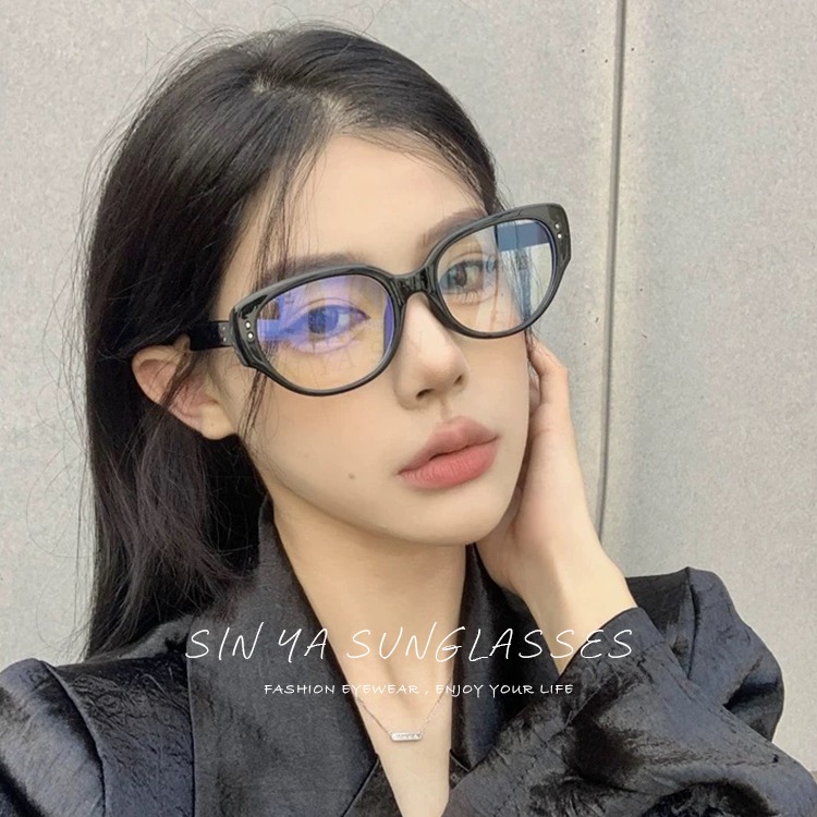 時尚濾藍光眼鏡 貓眼造型 ins素顏神器 百搭不挑臉型 平光眼鏡 男女適用 可配度數鏡框 N2755-細節圖4