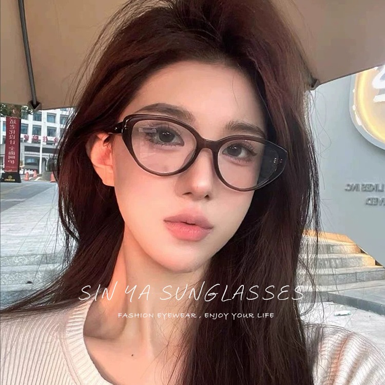 時尚濾藍光眼鏡 貓眼造型 ins素顏神器 百搭不挑臉型 平光眼鏡 男女適用 可配度數鏡框 N2755-細節圖2