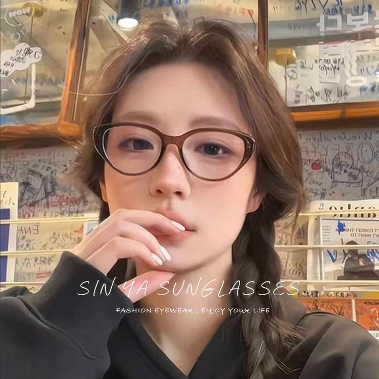 時尚濾藍光眼鏡 貓眼造型 ins素顏神器 百搭不挑臉型 平光眼鏡 男女適用 可配度數鏡框 N2755-細節圖5