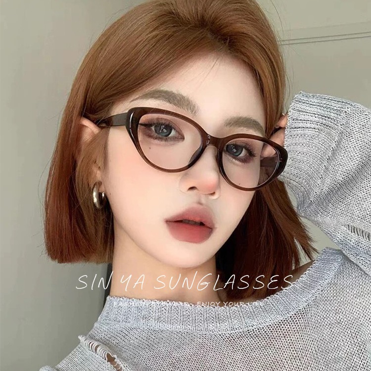 時尚濾藍光眼鏡 貓眼造型 ins素顏神器 百搭不挑臉型 平光眼鏡 男女適用 可配度數鏡框 N2755-細節圖6