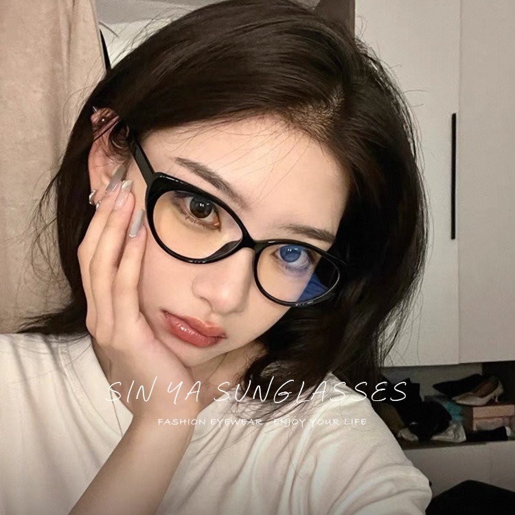 時尚濾藍光眼鏡 貓眼造型 ins素顏神器 百搭不挑臉型 平光眼鏡 男女適用 可配度數鏡框 N2755-細節圖7