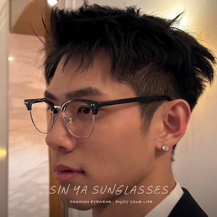 濾藍光眼鏡 韓系文青風 半框眼鏡 超輕量僅21g 抗紫外線 無度數 防3c眼鏡 保護眼睛 N8806-細節圖3