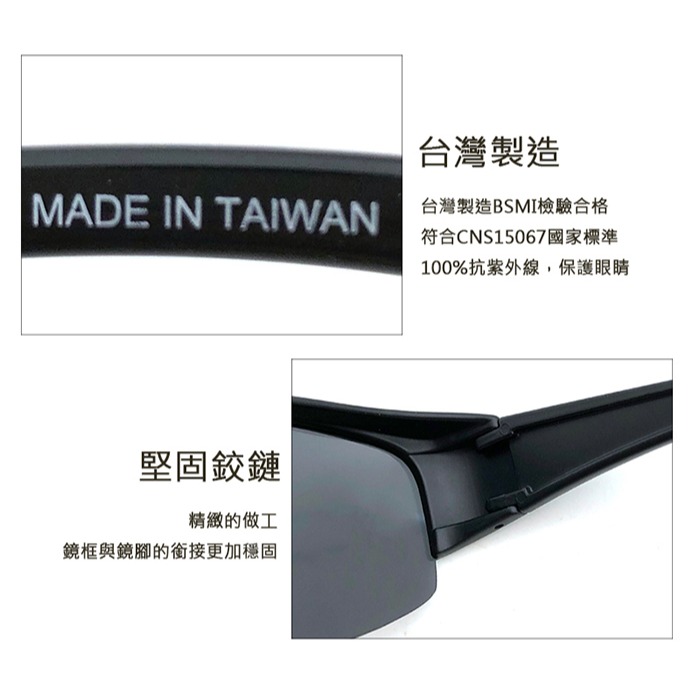 近視用外掛式墨鏡 Polarized半框偏光套鏡 超輕量僅20g套鏡 免脫眼鏡直接戴上 抗UV400-細節圖6