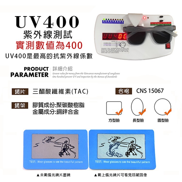 時尚韓版ins鉚釘大框偏光墨鏡/套鏡 抗UV400+抗藍光 Polarized墨鏡 輕量無感太陽眼鏡防眩光-細節圖9