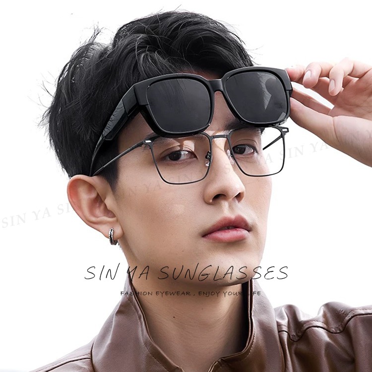 時尚韓版大框偏光墨鏡/套鏡 夜視鏡 可套近視眼鏡 輕量無感太陽眼鏡 抗UV400 防眩光-細節圖3