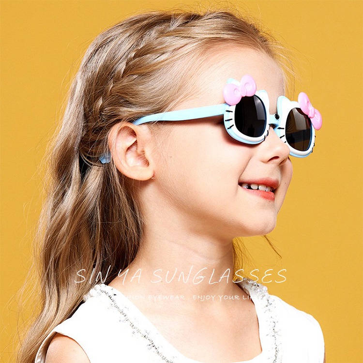 兒童彈力偏光墨鏡 kitty造型 2~10歲適用 不易損壞 UV400 輕量矽膠彈性墨鏡 保護孩子眼睛 N189-細節圖3