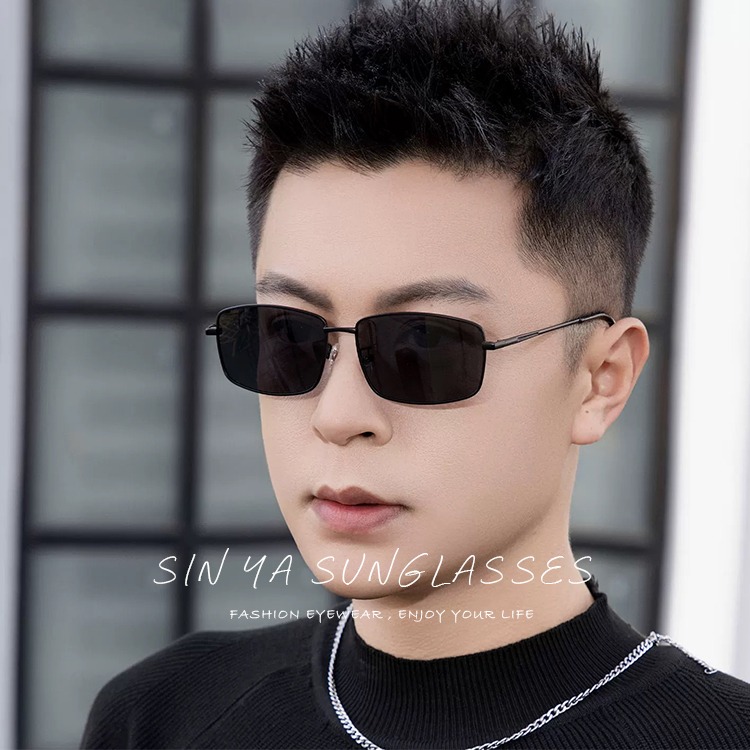 潮流方框偏光墨鏡 金屬框墨鏡 Polarized駕駛太陽眼鏡 超輕量僅g 防眩光 抗UV400 【2505】-細節圖3