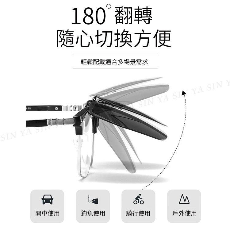 時尚偏光變色夾片 近視夾片墨鏡 抗UV400+抗藍光夾式墨鏡 防眩光 超輕量僅8g 輕巧 方便 抗UV400-細節圖4