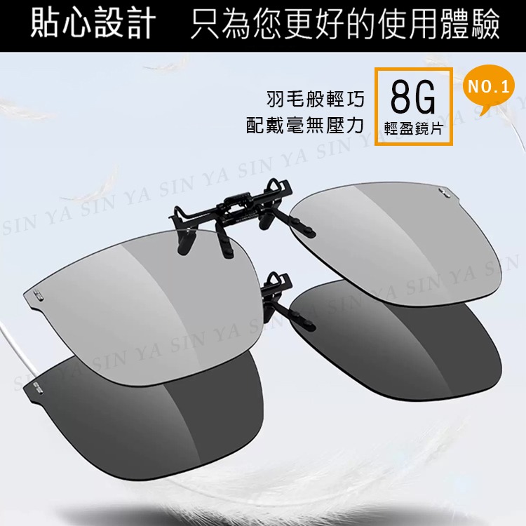 大框偏光變色夾片 近視夾片墨鏡 抗UV400+抗藍光夾式墨鏡 防眩光 超輕量僅8g 輕巧 方便 抗UV400-細節圖7