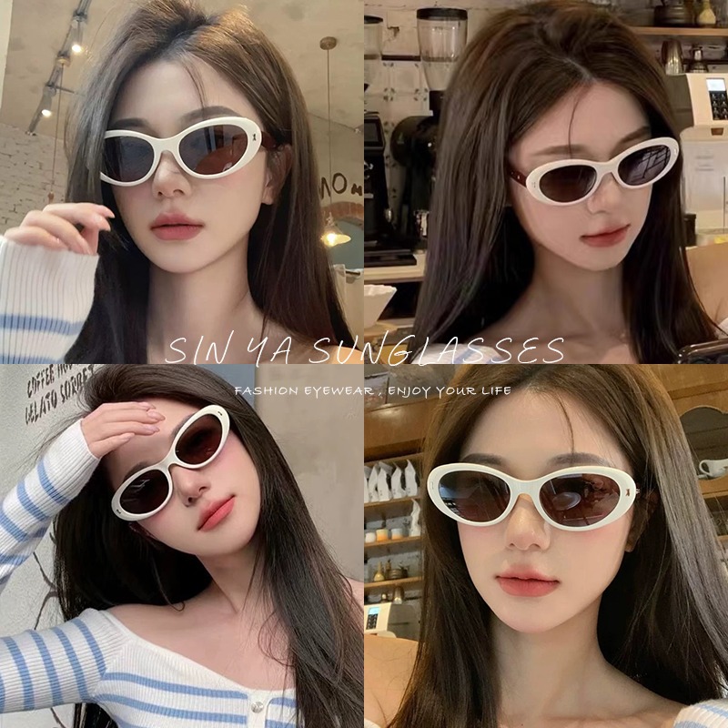潮流貓眼墨鏡 時髦復古奶白墨鏡 時尚太陽眼鏡 明星同款眼鏡 顯小臉 UV400 N25-細節圖4