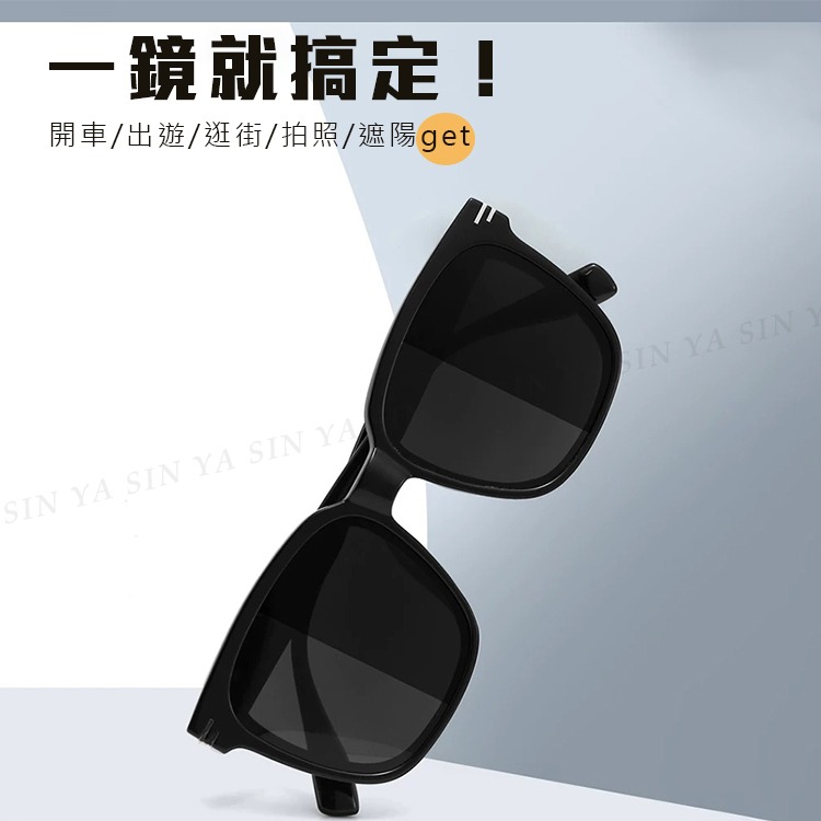 時尚線條感方框太陽眼鏡 TR90偏光墨鏡 大框顯小臉 輕量明星款 防眩光 抗UV400 N2033-細節圖3
