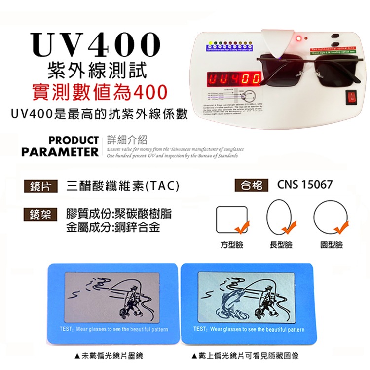 時尚高質感偏光墨鏡 新潮流Polarized駕駛太陽眼鏡 男女適用 抗紫外線UV400 防眩光 N942-細節圖7