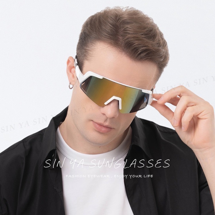 頂級運動偏光太陽眼鏡 戶外大框風鏡騎行眼鏡 炫彩白框 抗UV400 N517-細節圖2