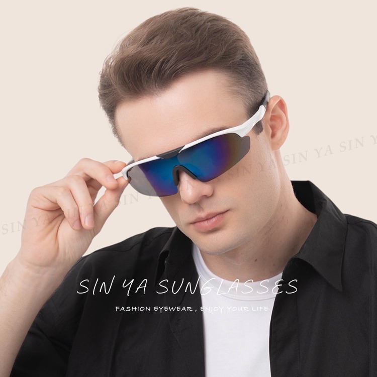 Polarized運動偏光墨鏡 大框絢彩輕量款 變色鏡片 防眩光 抗UV 抗衝擊 騎行眼鏡 慢跑眼鏡 N82549-細節圖2