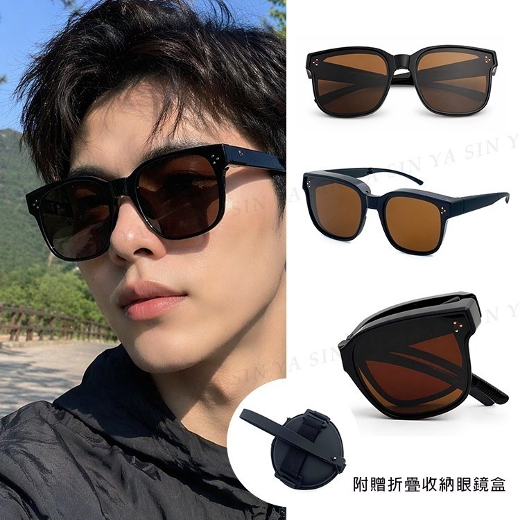 【限時購】外掛式折疊墨鏡 時尚大框ins偏光套鏡 抗UV400 包覆式太陽眼鏡(防眩光/遮陽/眼鏡族首選)-規格圖11