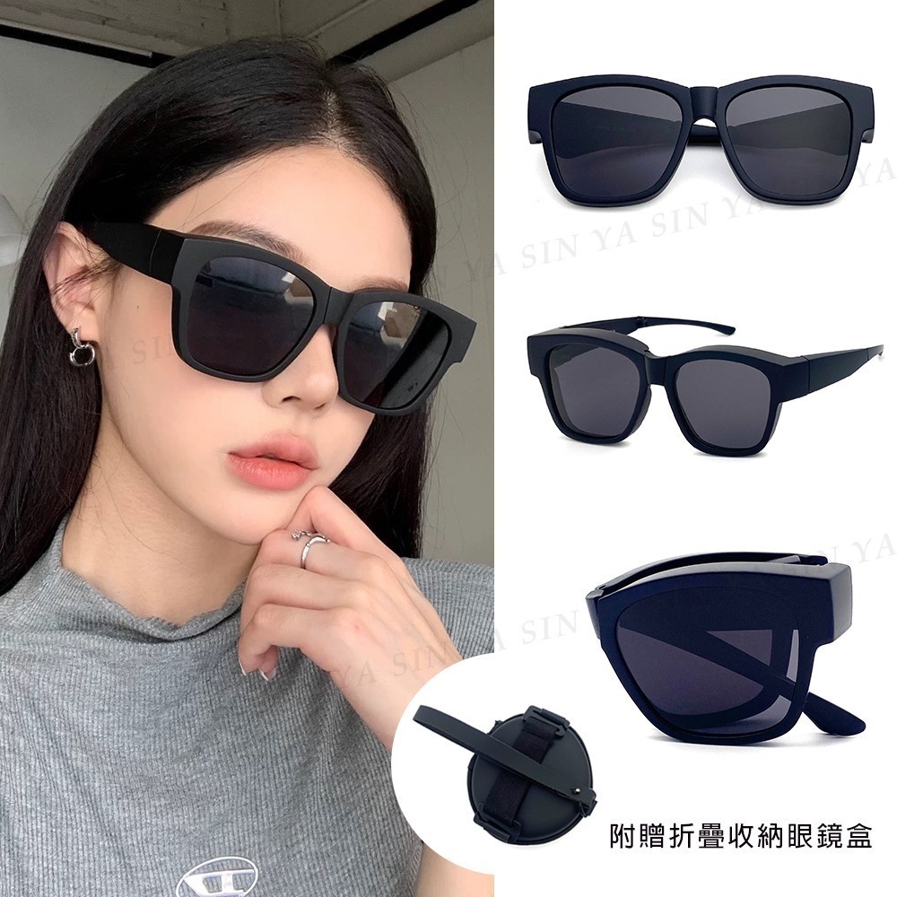 【限時購】外掛式折疊墨鏡 時尚大框ins偏光套鏡 抗UV400 包覆式太陽眼鏡(防眩光/遮陽/眼鏡族首選)-規格圖11