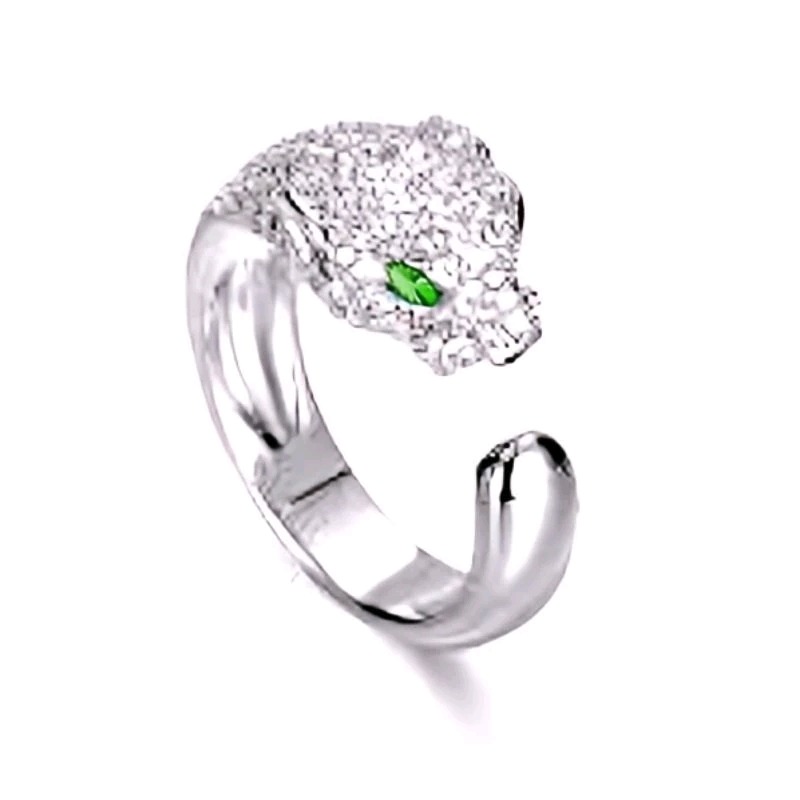 現貨/韓式非洲豹與水鑽戒指/玫瑰金銀兩款/細節品味男女通用開口戒指-細節圖3