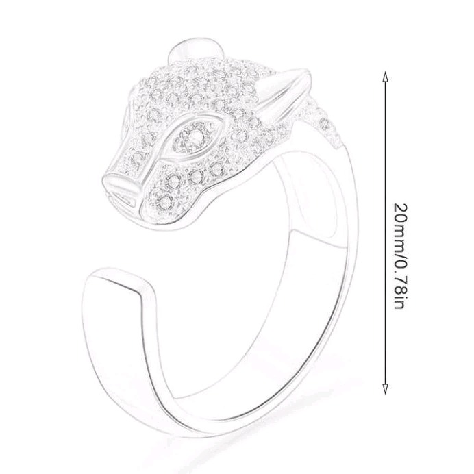 現貨/韓式非洲豹與水鑽戒指/玫瑰金銀兩款/細節品味男女通用開口戒指-細節圖7