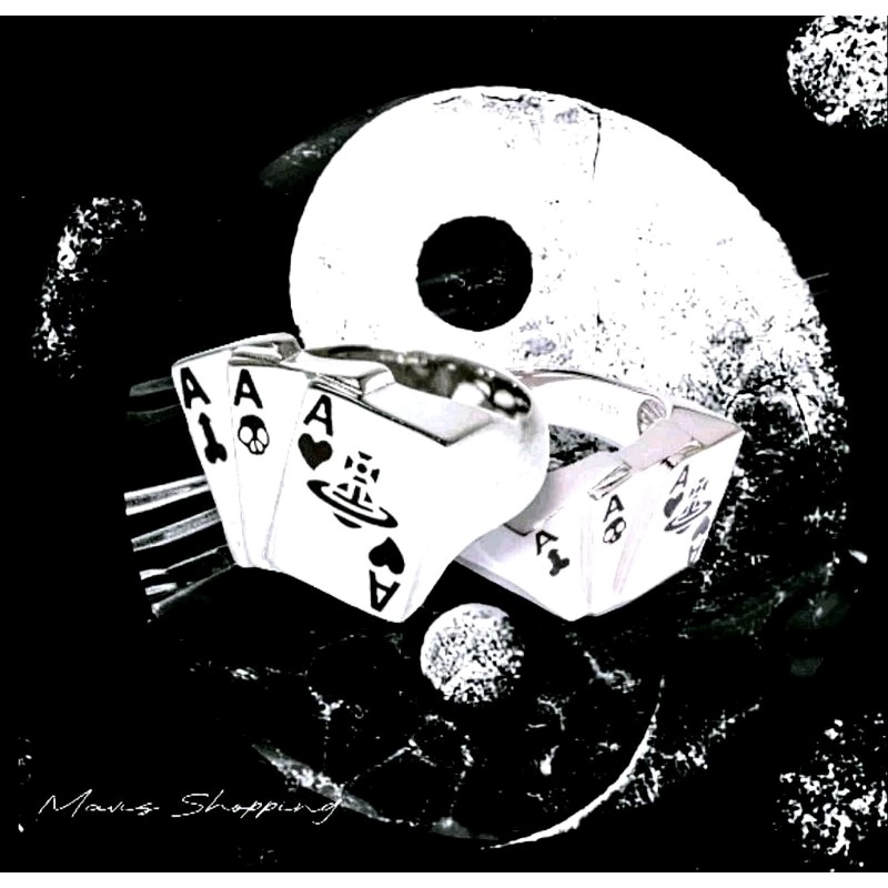 嬉皮式龐克/韓版製精工撲克牌/龐克中性戒指/PUNK撲克牌3A土星球Look/男女通用中性戒指/美碼6號-細節圖2