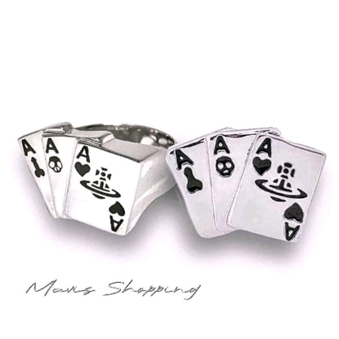 嬉皮式龐克/韓版製精工撲克牌/龐克中性戒指/PUNK撲克牌3A土星球Look/男女通用中性戒指/美碼6號-細節圖3