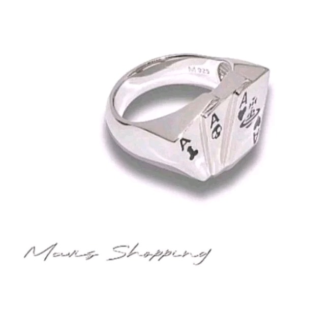 嬉皮式龐克/韓版製精工撲克牌/龐克中性戒指/PUNK撲克牌3A土星球Look/男女通用中性戒指/美碼6號-細節圖5