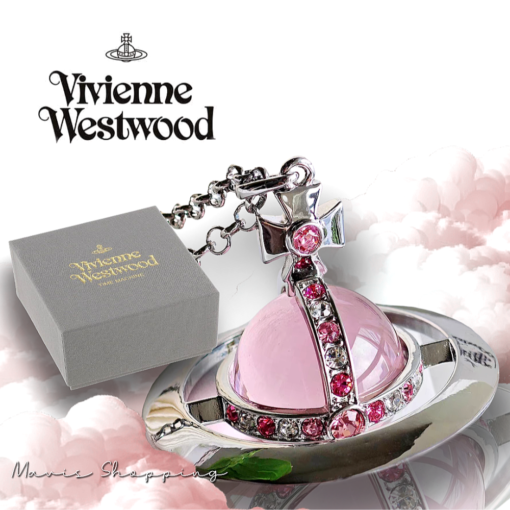 少量現貨/日版Vivienne Westwood/中性龐克Look/淡雅粉色+銀色立體土星球20mm/30mm-細節圖2