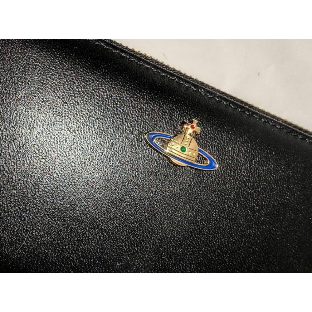 日版-VivienneWestwood柔軟羊皮革/黑色簡約長夾/錢包-細節圖4