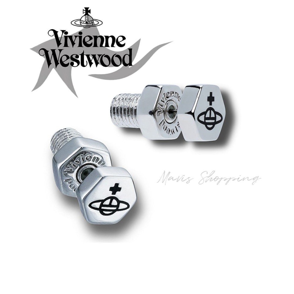 少量現貨/日版Vivienne Westwood中性-六角型螺絲款耳環/附原廠包裝/punk Look-細節圖3