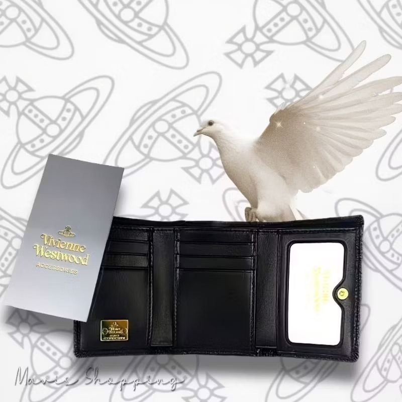 日本Vivienne Westwood  Matel土 星ORB 真皮革 三摺釦/正品短夾/皮夾-錢包-細節圖3