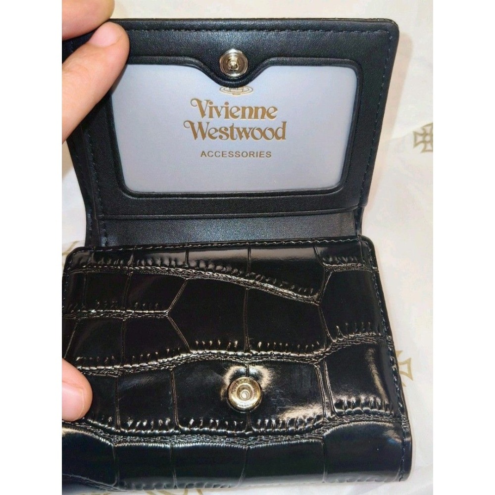 現貨Vivienne Westwood薇薇安-威斯特伍德/鱷魚紋牛皮革/三折皮夾錢包-細節圖3