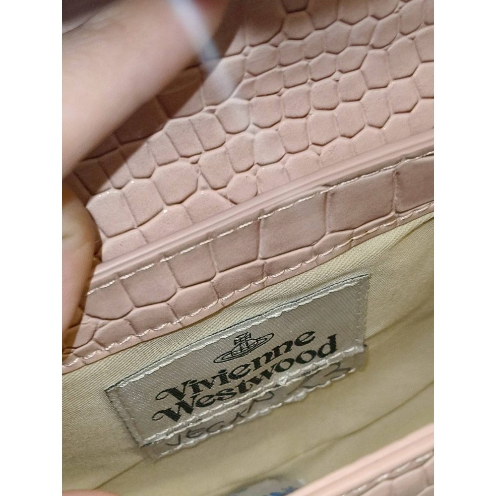 現貨/日版Vivienne Westwood Sofia Saffiano 裸粉鱷魚紋皮革/馬鞍包-細節圖4