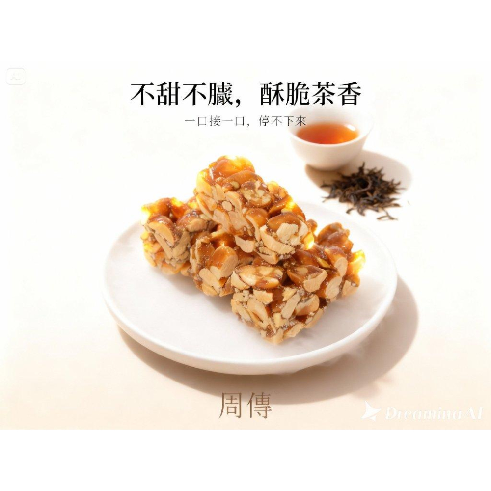 《周傳》紅烏龍花生糖 茶香花生糖 安佳無水奶油(奶素)、日本進口海藻糖 紅烏龍花生酥 不黏牙・不膩口・真酥脆-細節圖2