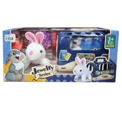 台灣全新現貨 絨毛兔兔寵物籠 家家酒 玩具 可愛 狗玩偶 兔子 娃娃 女孩送禮 3歲以上