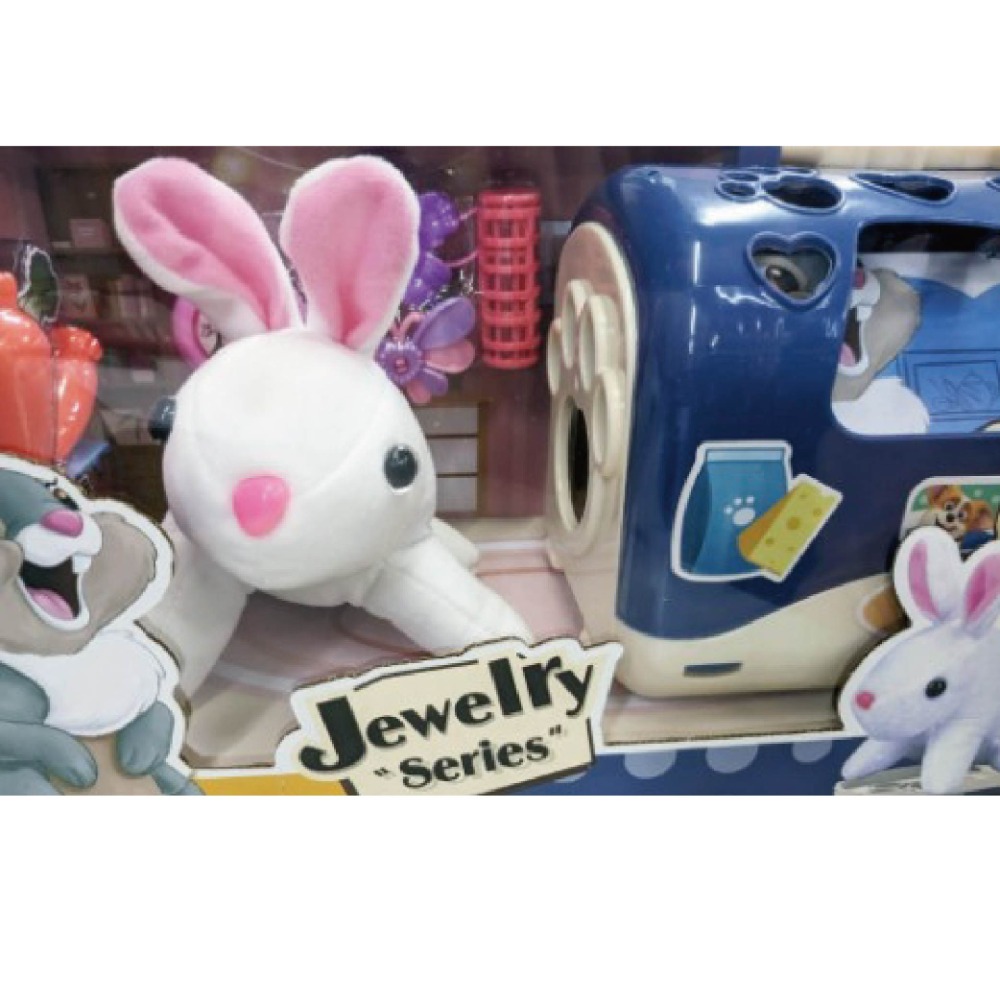 台灣全新現貨 絨毛兔兔寵物籠 家家酒 玩具 可愛 狗玩偶 兔子 娃娃 女孩送禮 3歲以上-細節圖2