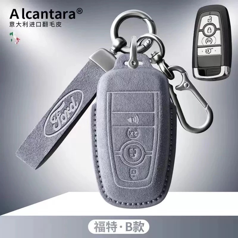 現貨 Ford  Focus MK4 ST Kuga 180 ST福特鑰匙套 鑰匙皮套 Alcanta意大利進口翻毛皮-規格圖7